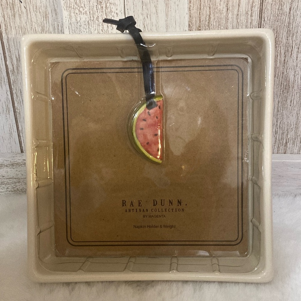Rae Dunn Watermelon Napkin Holder and Weight